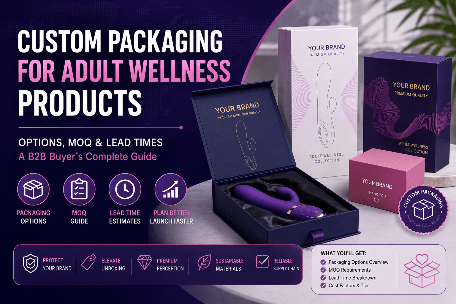 Custom Packaging for Adult Wellness Products: Options, MOQ, and Lead Times — Evokomoribi B2B adult wellness OEM