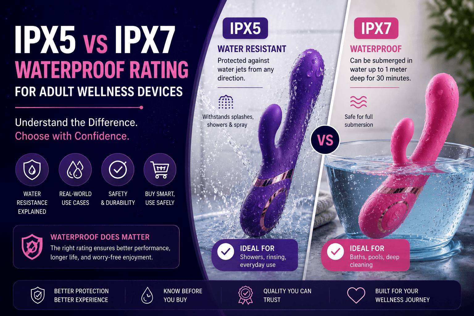 IPX5 vs IPX7 Waterproof Rating for Adult Wellness Devices: What Buyers Must Know — Evokomoribi B2B adult wellness OEM